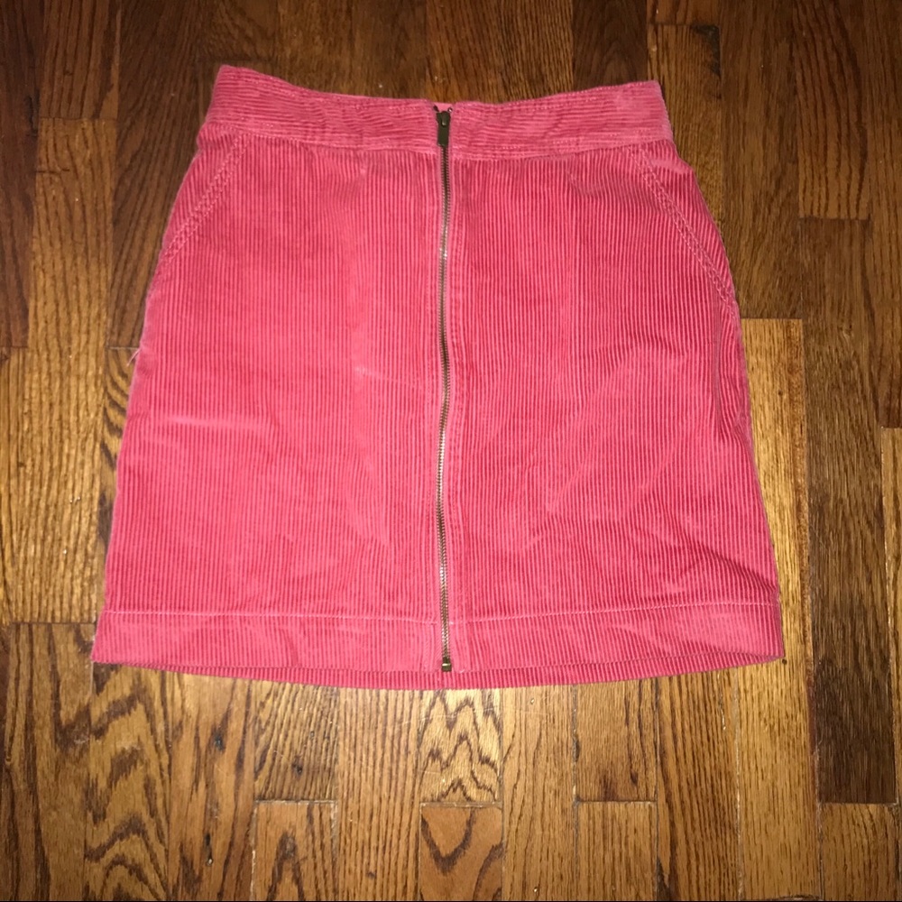 🌵Gap Pink Corduroy Front Zip up Skirt SZ 2